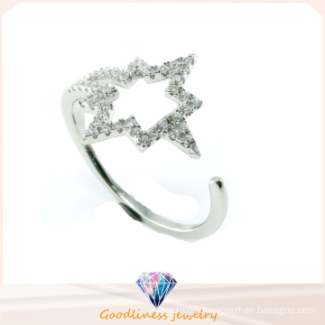 Factory Price 925 Sterling Silver Fashion Charm Girl Gift AAA CZ Crystal Beautiful Cute Star Ring Jewelry (R10315)